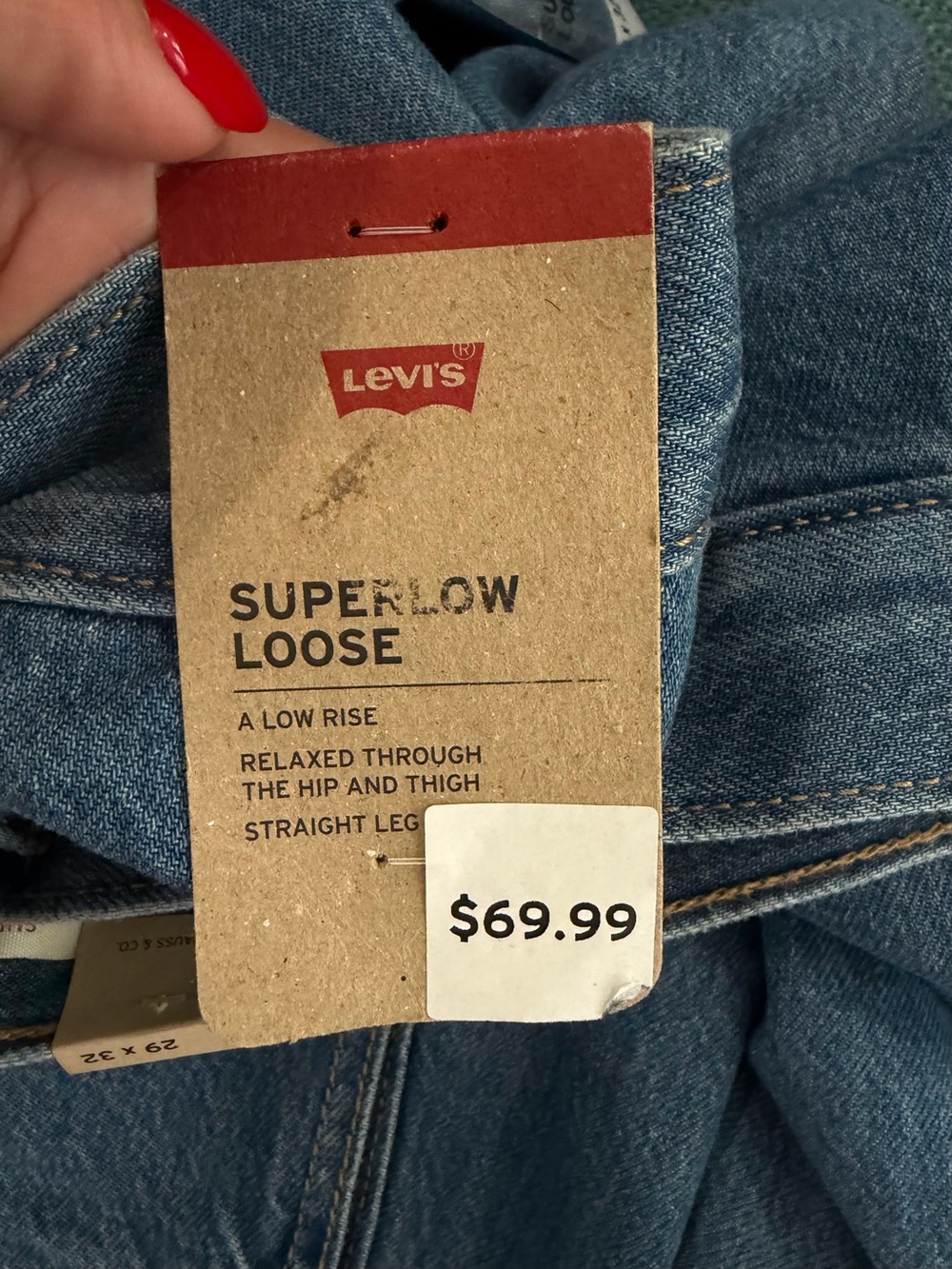 Levi's Medium Blue Wide-Leg Cargo Jeans - Picture 4 of 7